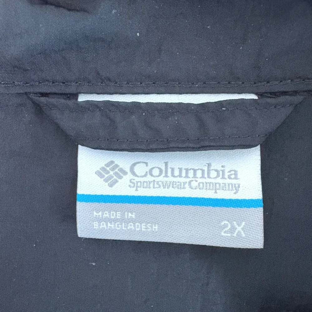 Columbia Windbreaker Jacket Womens 2X Black Full Zip Nylon Lightweight WW2428